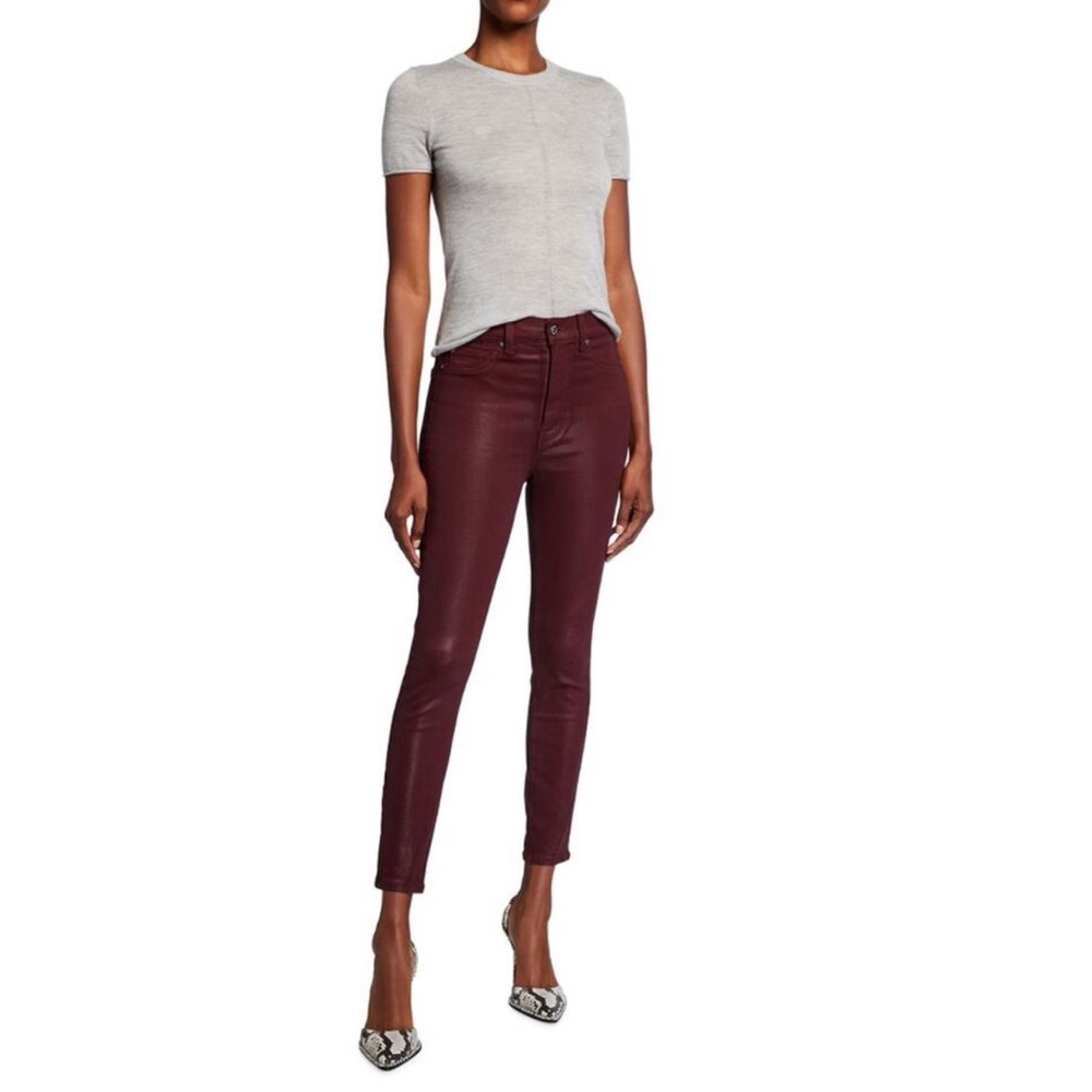 7 For All Mankind Coated High Waist Skinny Pants in Merlot Size 28